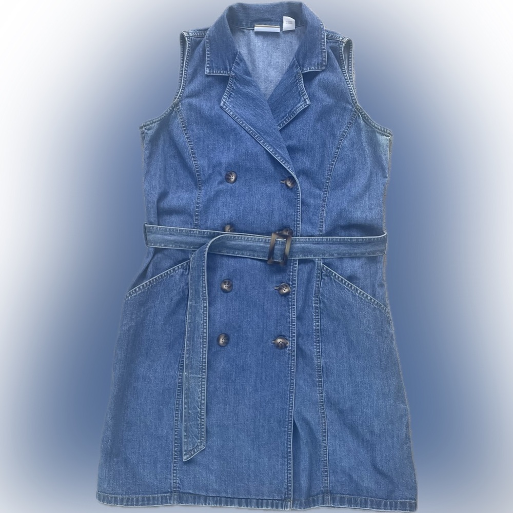 Women’s Liz Claiborne sleeveless midi denim wrap dress size 8